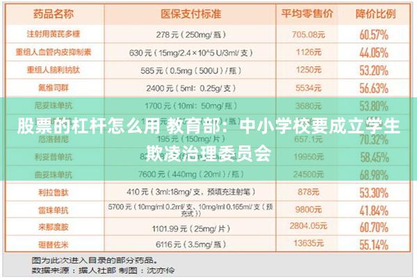 股票的杠杆怎么用 教育部：中小学校要成立学生欺凌治理委员会