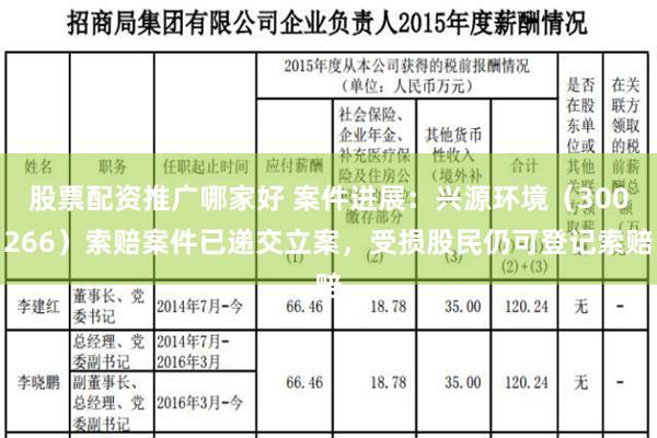 股票配资推广哪家好 案件进展：兴源环境（300266）索赔案件已递交立案，受损股民仍可登记索赔