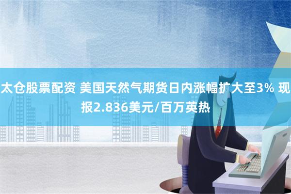 太仓股票配资 美国天然气期货日内涨幅扩大至3% 现报2.836美元/百万英热