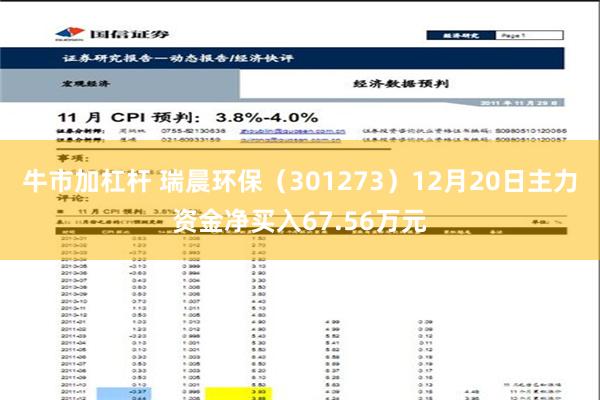 牛市加杠杆 瑞晨环保（301273）12月20日主力资金净买入67.56万元